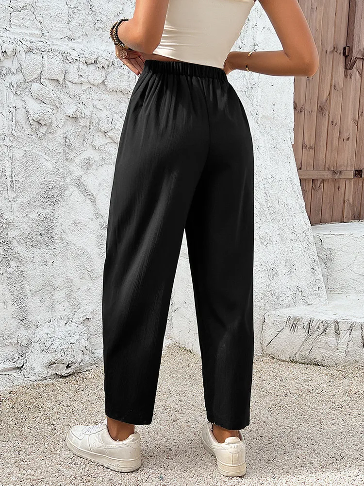 Fashion Casual Cropped Pants For Women  Anti-wrinkle Leisure Style Draped Suit Trousers Cone Shape  Summer Long Pants CHEAP SALE