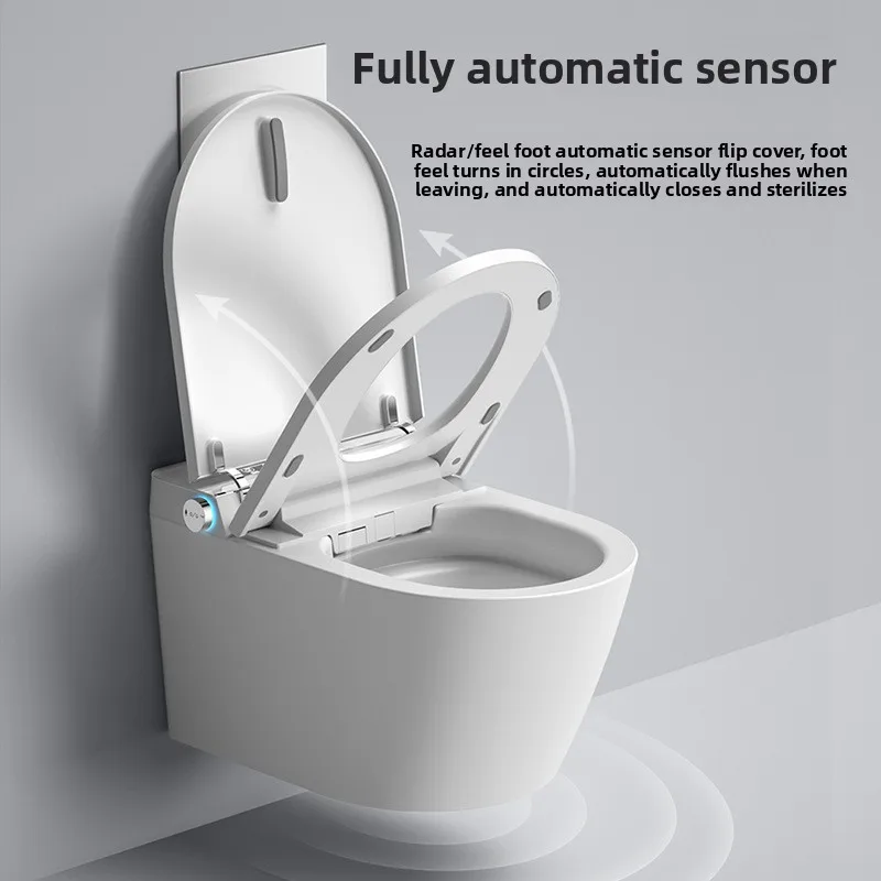 โถสุขภัณฑ์ติดผนังอัจฉริยะขายดี แบบติดผนังพร้อมถังเก็บน้ำในตัว ระบบ S-Trap ผลิตที่เฉาโจว สำหรับส่งออก แบบแขวนผนัง