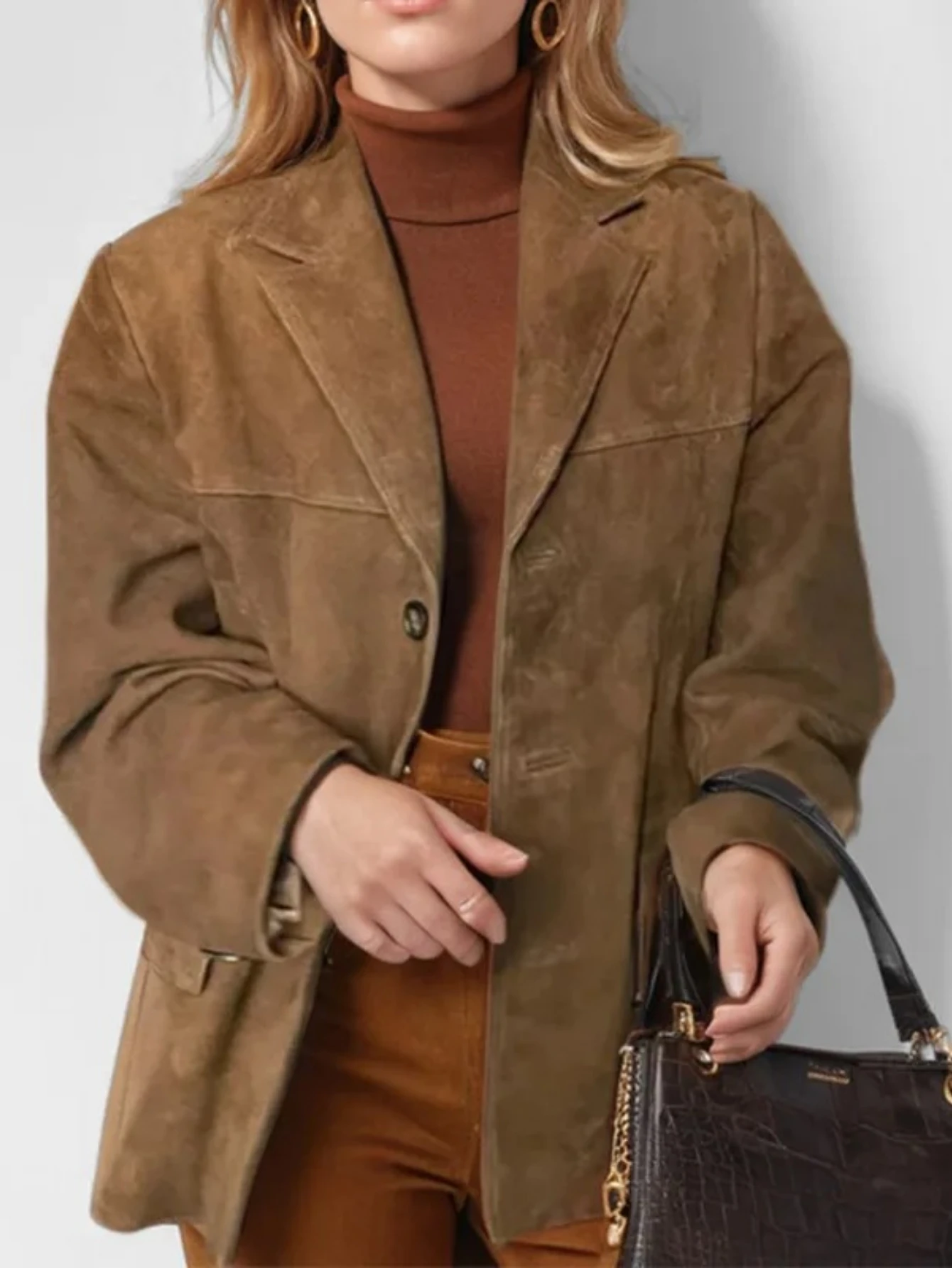 

Осенне-зимняя женская куртка с лацканами, женское повседневное однобортное короткое пальто с карманами и длинными рукавами, уличное пальто