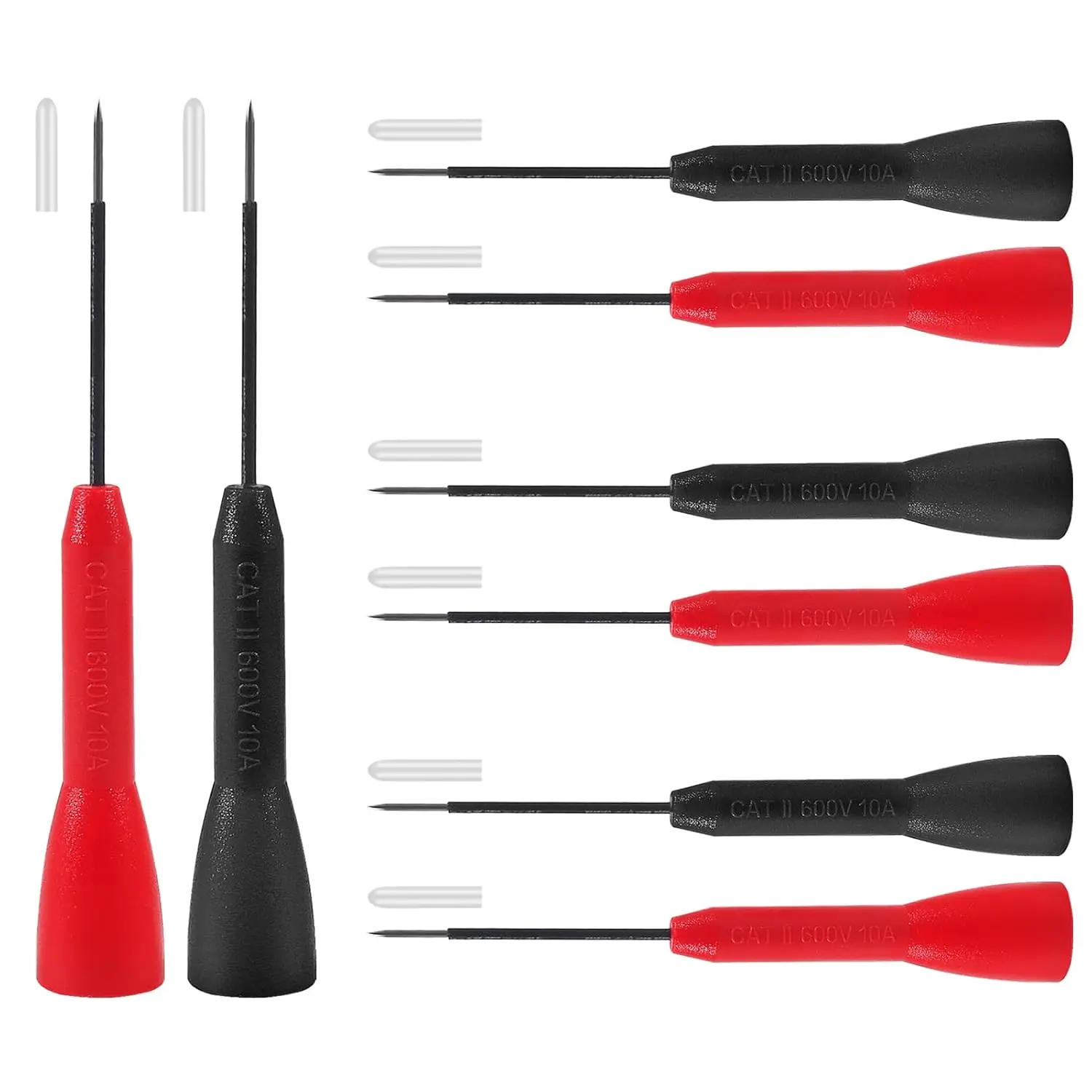 4/8PCS 2mm Extended Needle Test Probes, Needle Leads Multimeter 600V/10A Non-Destructive Insulation Wire Piercing Needles