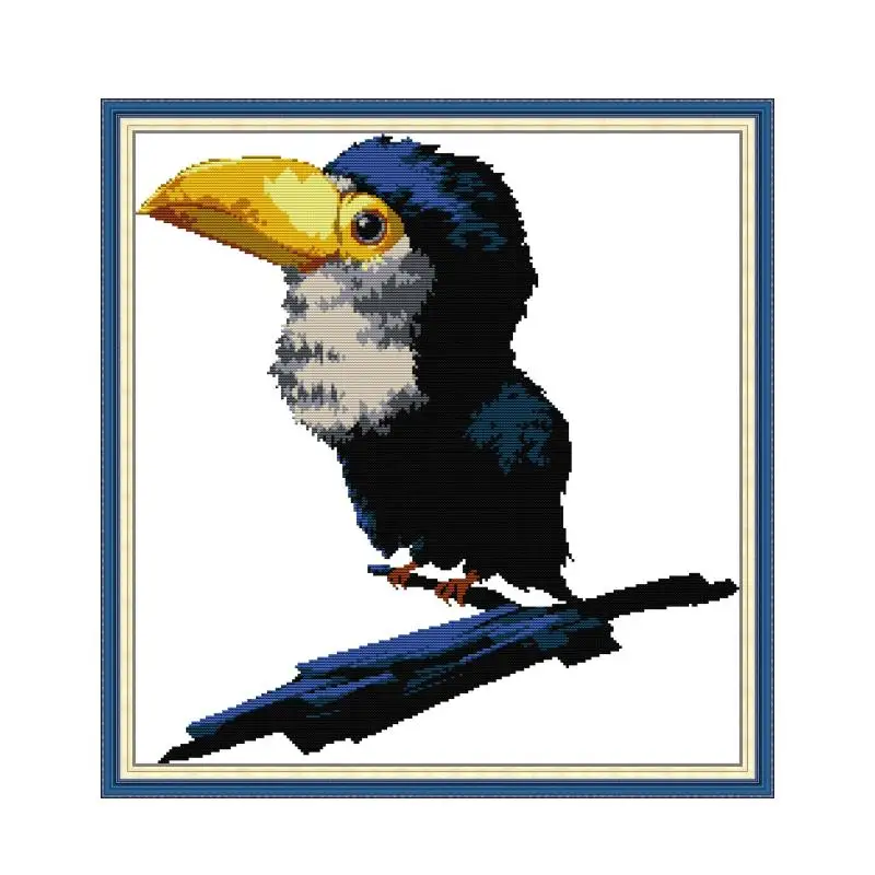 Toucan cross stitch kit bird winter snow 18ct 14ct 11ct count printed embroidery DIY handmade needlework craft