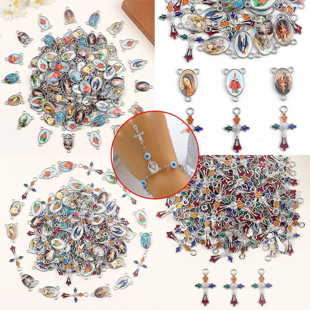 4/13/26pcs Multi-color Enamel Oval,cross Shaped Pendants,DIY Jewelry Accessories,Easter,Christmas,Halloween,Thanksgiving Gifts