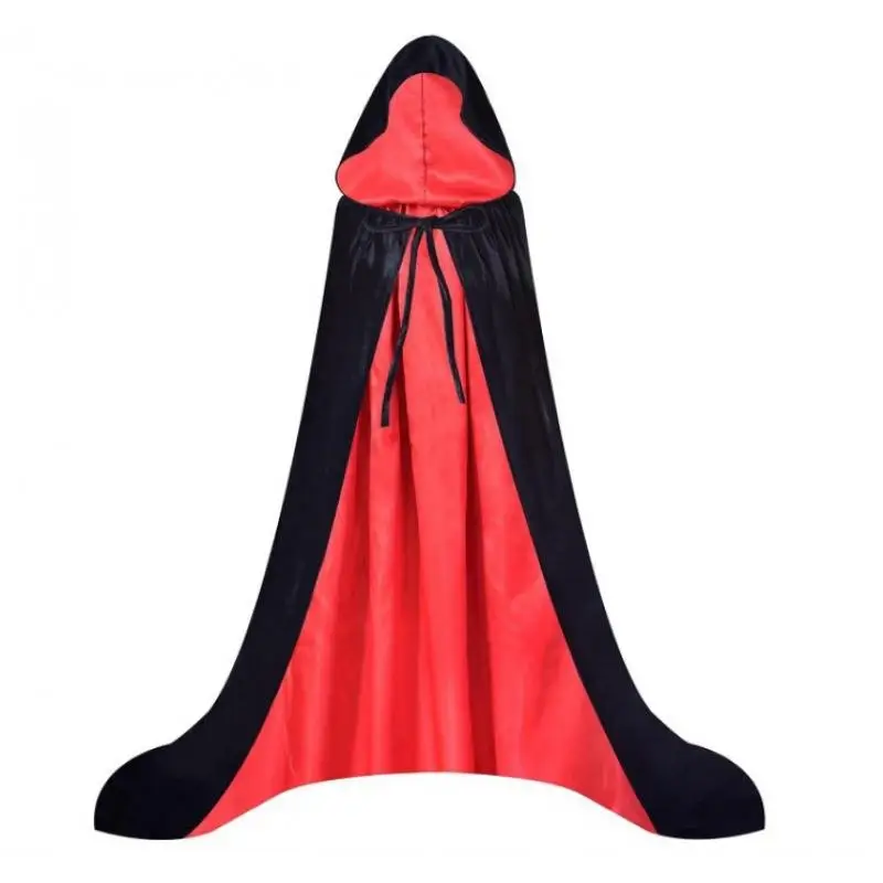 Mantello lungo a doppio strato con cappuccio e cintura Costume da spettacolo per giochi di ruolo per uomini e donne loween Par Costume di scena etnico