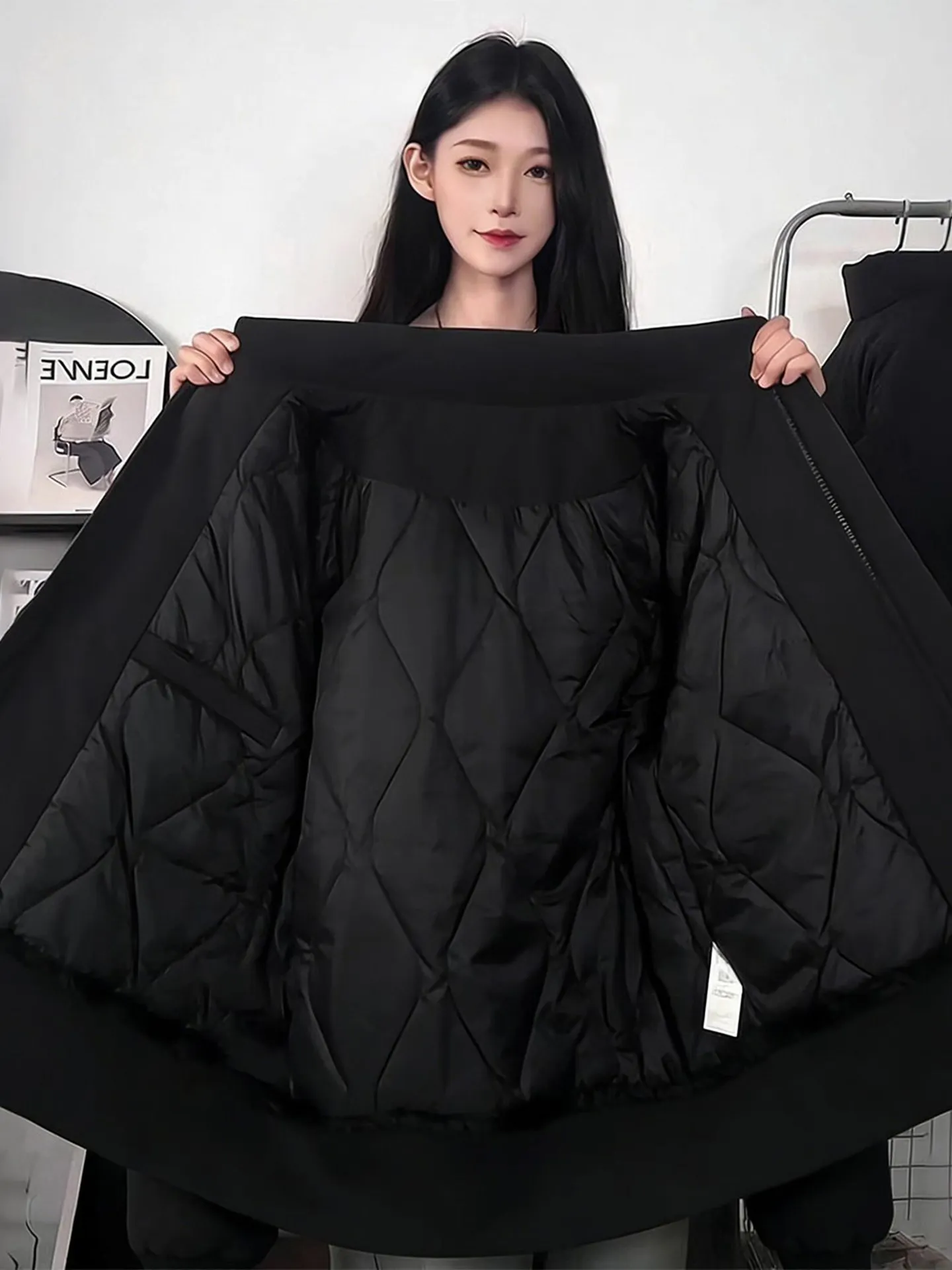 

Bla Stand Collar Flight Jaet down Coat Men's Winter Cotton Insert Thiened Baseball Sle Outerwear Polyester Fiber