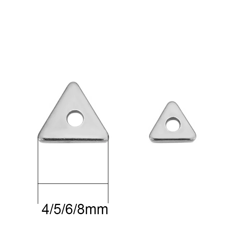 30pcs PVD Never Fade Stainless Steel Thin Flat Necklace Beads Lot 4 5 6 8 mm Triangle Spacer Beads For Bracelet Jewelry Making