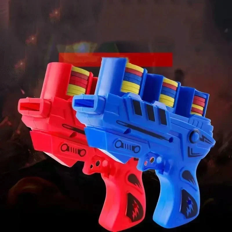 1PC Foam Flying Saucer Guns Ejection Disc Toy with 25 EVA Soft Bullets Toy Gun Kids Summer Outdoor Games Interactive Sport Toys