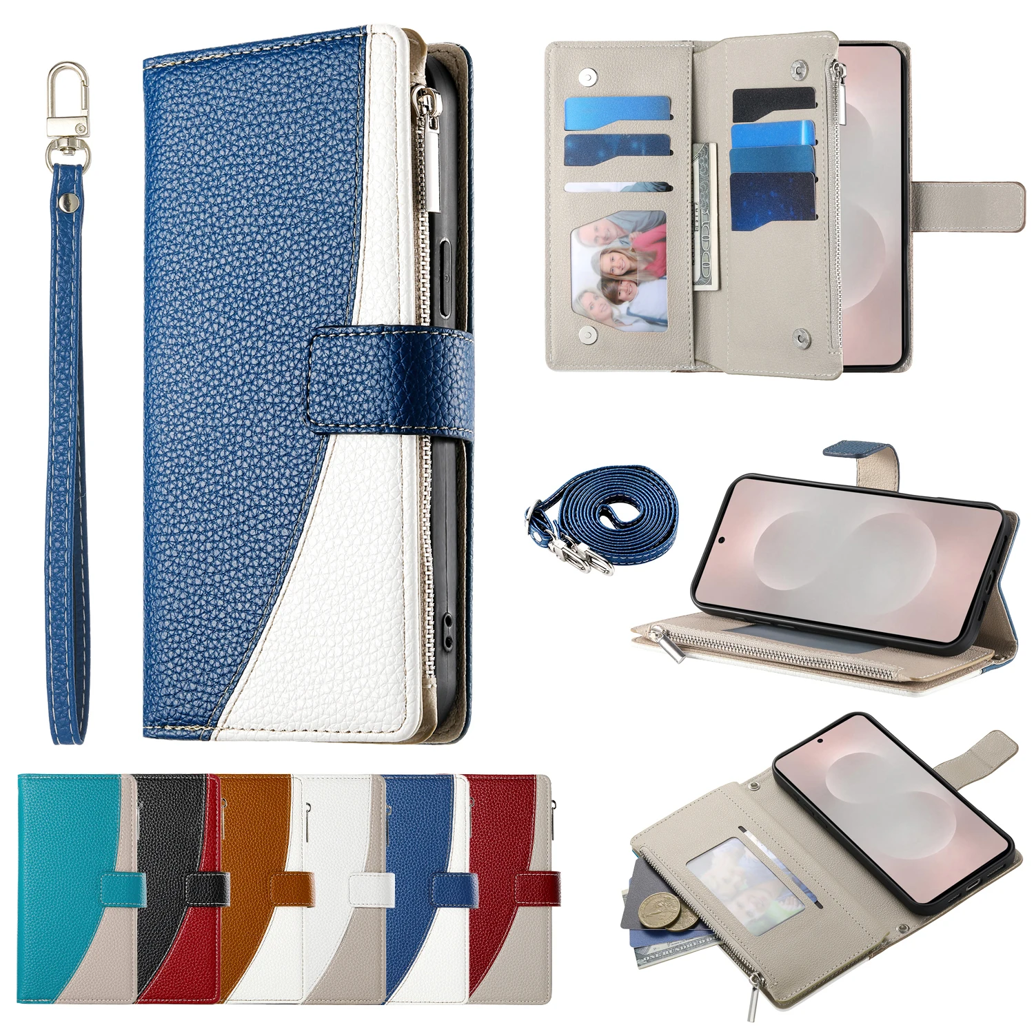 Flip Leder Telefon Fall Für Samsung Galaxy S26 S25 S24 Ultra S23 FE S22 S21 S20 Plus A17 A07 A16 A56 A36 A26 Brieftasche Karte Abdeckung