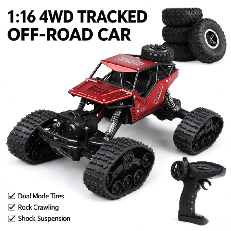 Alloy 4wd Remote Control Car Tracked Tire Off Road Rock Crawler All Terrain Snow Mountain Climbing Vehicle