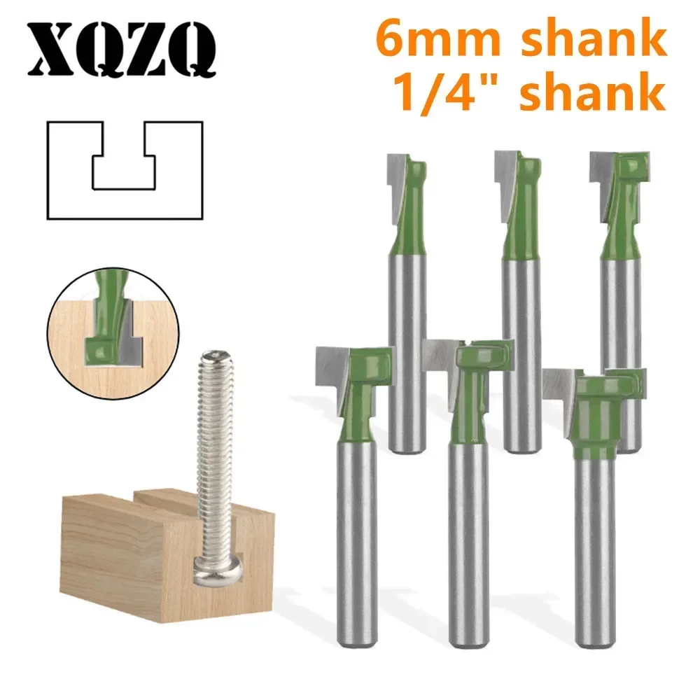 6mm 6.35mm Shank  Keyhole Bit Woodworking Milling Cutter T-Slot Carbide Cutters for Wood Bit Face Mill End Mill Tools