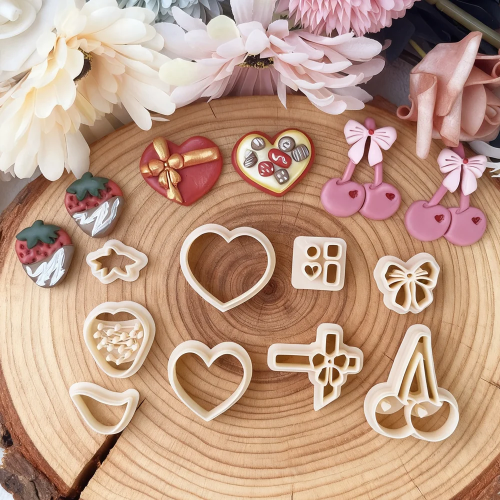 Valentine\'s Day Fruits Chocolate Heart Polymer Clay Cutters Cherry Strawberry Shaped Earrings Pottery Clay Jewelry Making Tools