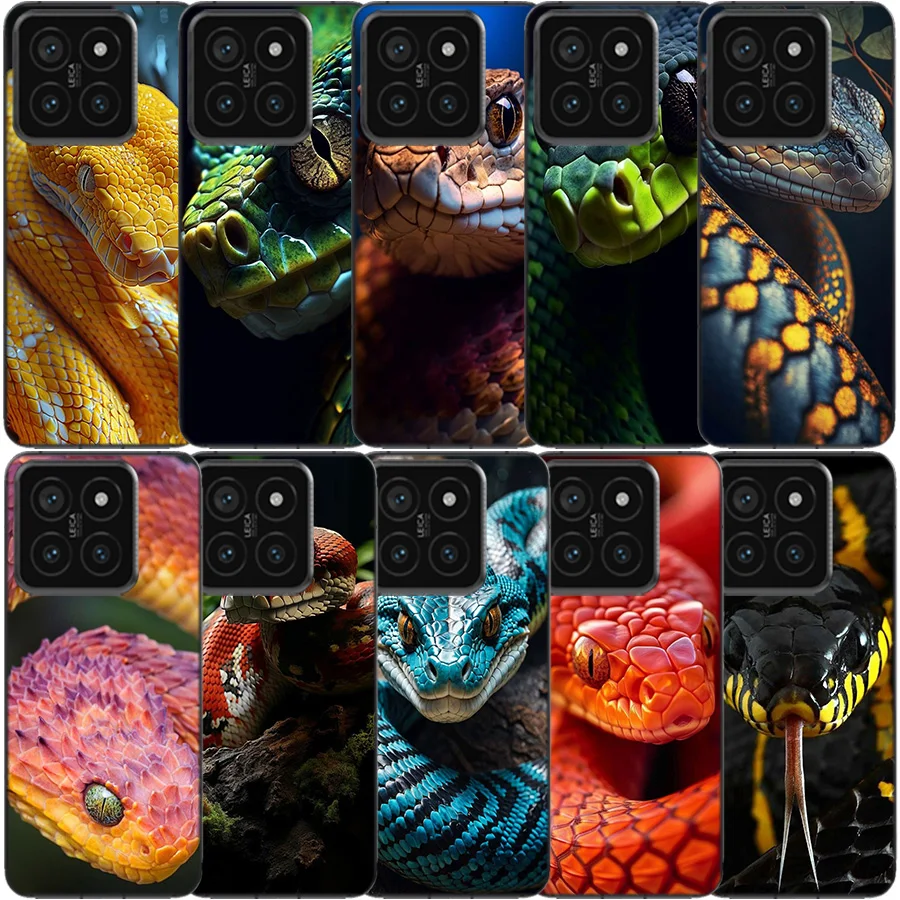 Forest Vipers And Pythons Clear Phone Case For Xiaomi Poco X6 X5 Pro X4 X3 NFC F4 GT F6 F5 F3 M5 M5S M4 M3 Pro F2 F1 TPU Pattern