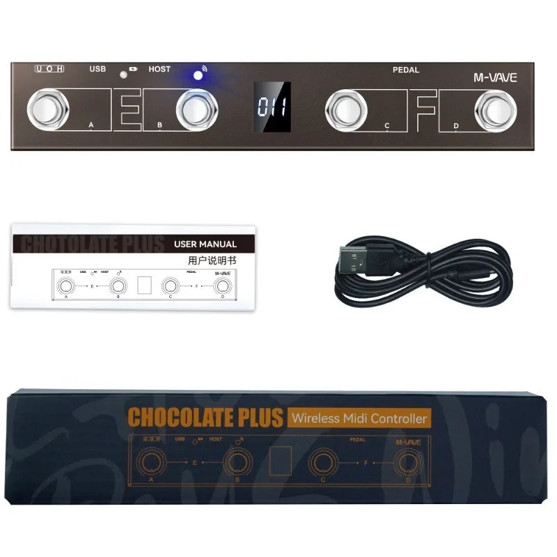 M-vave Chocolate Plus Wireless Midi Controller Keyboard 4 Buttons Foot Switch Supports MIDI Host Interface Control Function