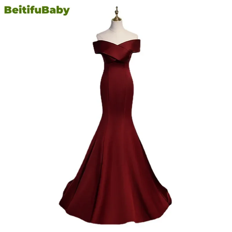 BeitifuBaby Evening Dress for Women Slimming Sleeveless Fishtail Skirt Dubai Gown Bow Women\'s Party Dresses Vestidos De Mujer