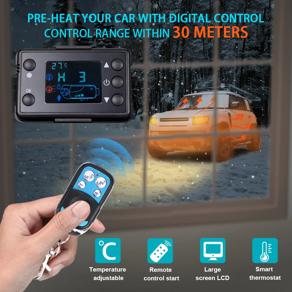 В наличии! Автомобильный обогреватель мощностью 2-8 кВт, 12 В/24 В/220 В, горизонтальный воздушный дизельный обогреватель с 1/4 отверстиями