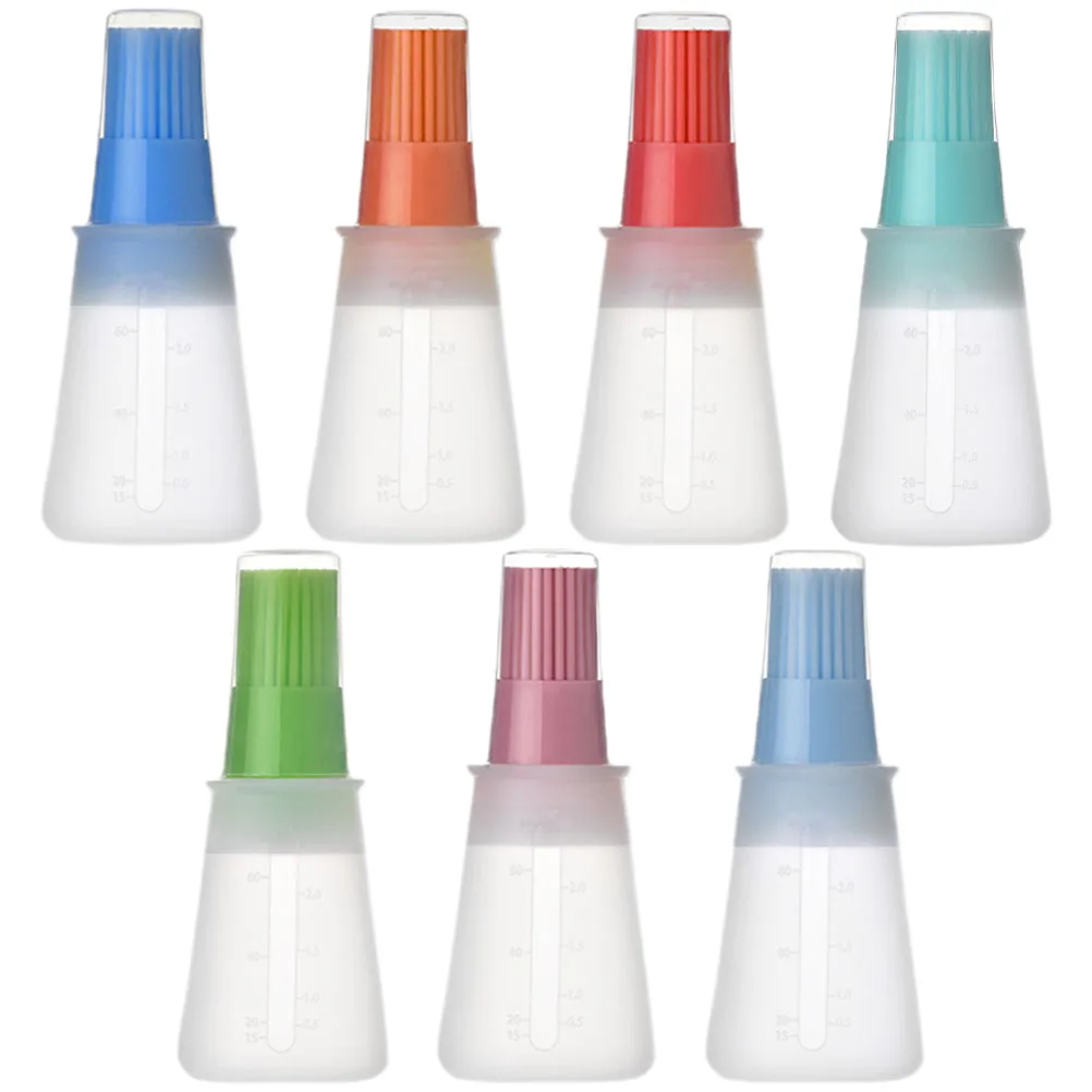 

7pcs Silicone Oil Bottle Brush Basting Kitchen BBQ Tools Food Grade High Temp Resistant Vinegar Dispenser Storage Solution