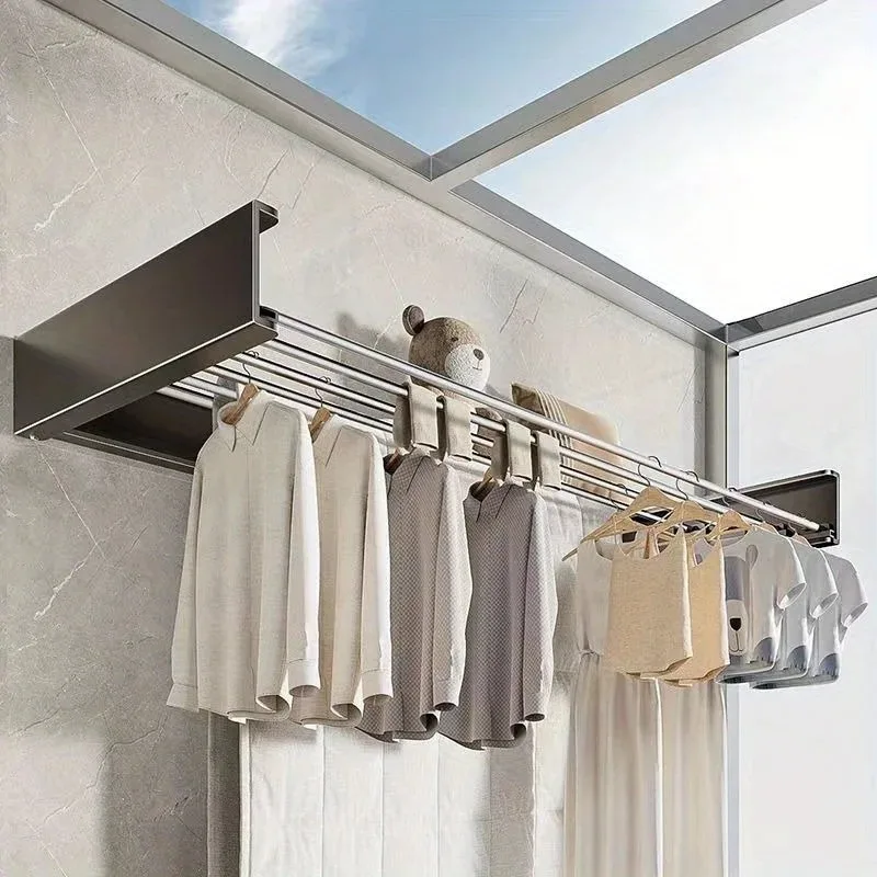 

Foldable Towel Drying Rack – Invisible Wall-mounted Rack, Suitable for Bathrooms and Balconies.