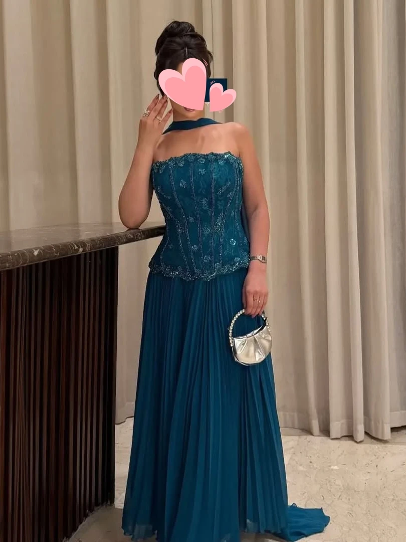 

Oisslec Prom Dress Elegant Vintage Sweet Blue Beads Lace Ribbon New Customized Formal Occasion Prom Dress Evening Party Gowns