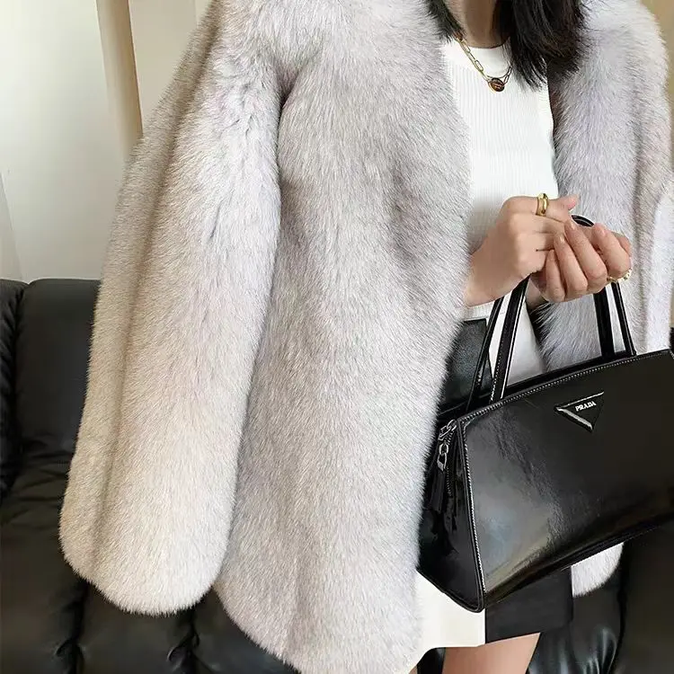 Fox King Coat Silver Fox Coat White Fox Coat Real Fox Women\'s Fur Women\'s Clothing Whole Fox Skin Production Women\'s Fur Coat Fu