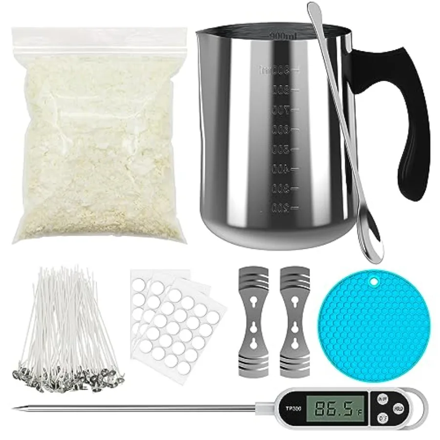 

Candle Making Kit Supplies for Beginners Soy Wax DIY Candle Making for Adults with 900ml Candle Make Pouring Pot Candle Wicks W