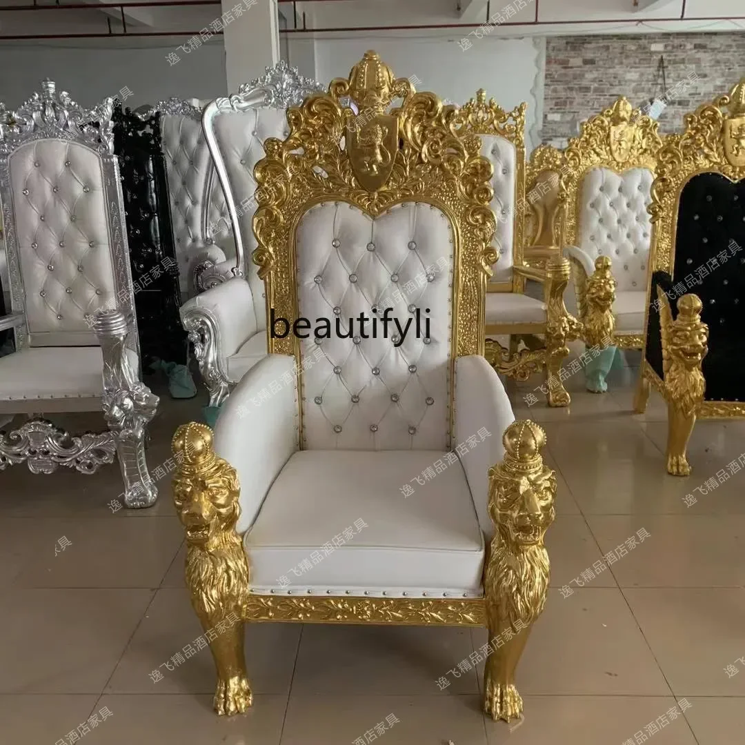 

cc182European king chair club carved decorative chair high back French single sofa court style R