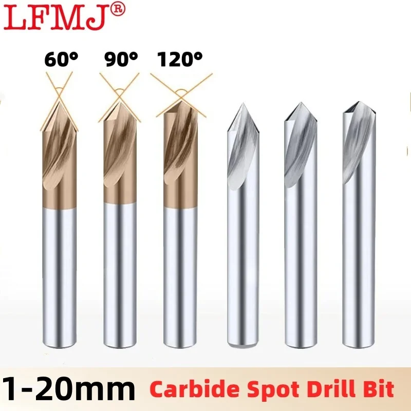 1pcs Carbide Spot Drill Bit 60 90 120 Degree1-20mm CNC Chamfering Drilling Guide Tool Tungsten Steel Location Center Pilot Drill