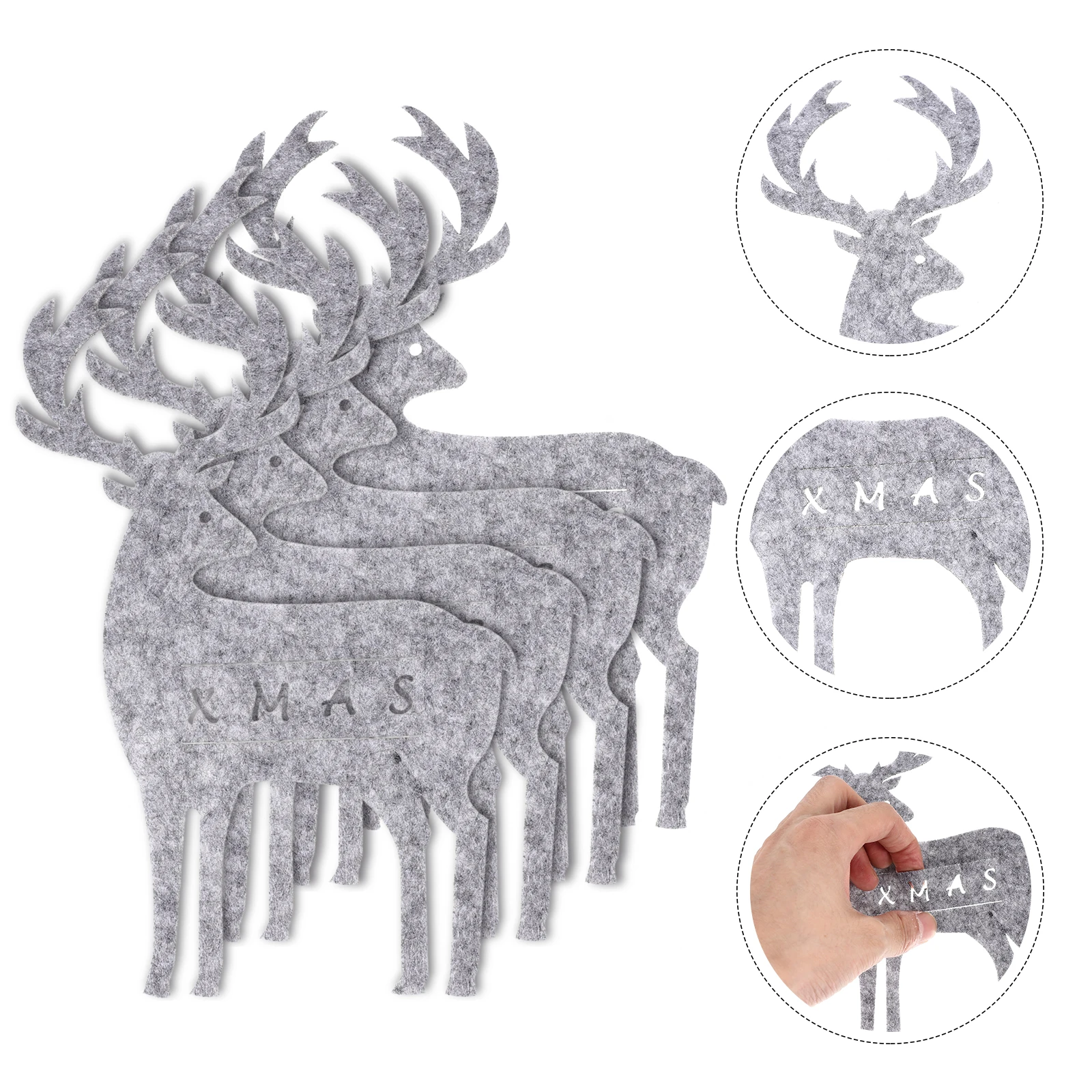 

4Pcs Felt Cutlery Bags Elk Shaped Silverware Holders Christmas Party Dining Table Decor Protective Covers Tableware Storage