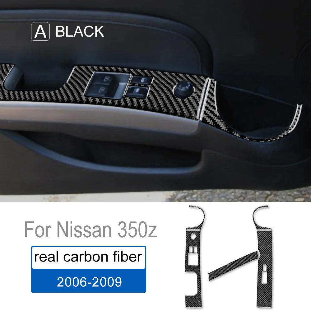 

Car Window Switch Panel Frame Cover Real 3D Dry Carbon Fiber Sticker for Nissan 350Z Interior Upgrade Kit