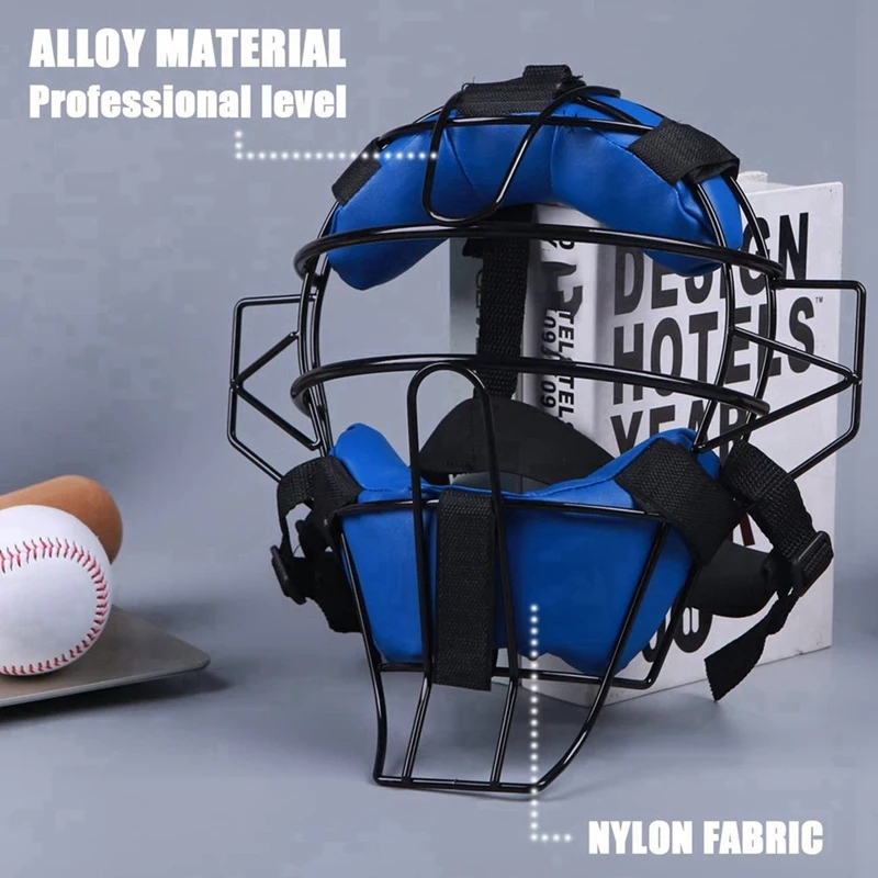 Baseball Catcher-masker met volledig gezicht, lichtgewicht, veilige pasvorm, biedt bescherming en comfort, weergave geen obstructie, blauw, gemakkelijk te gebruiken