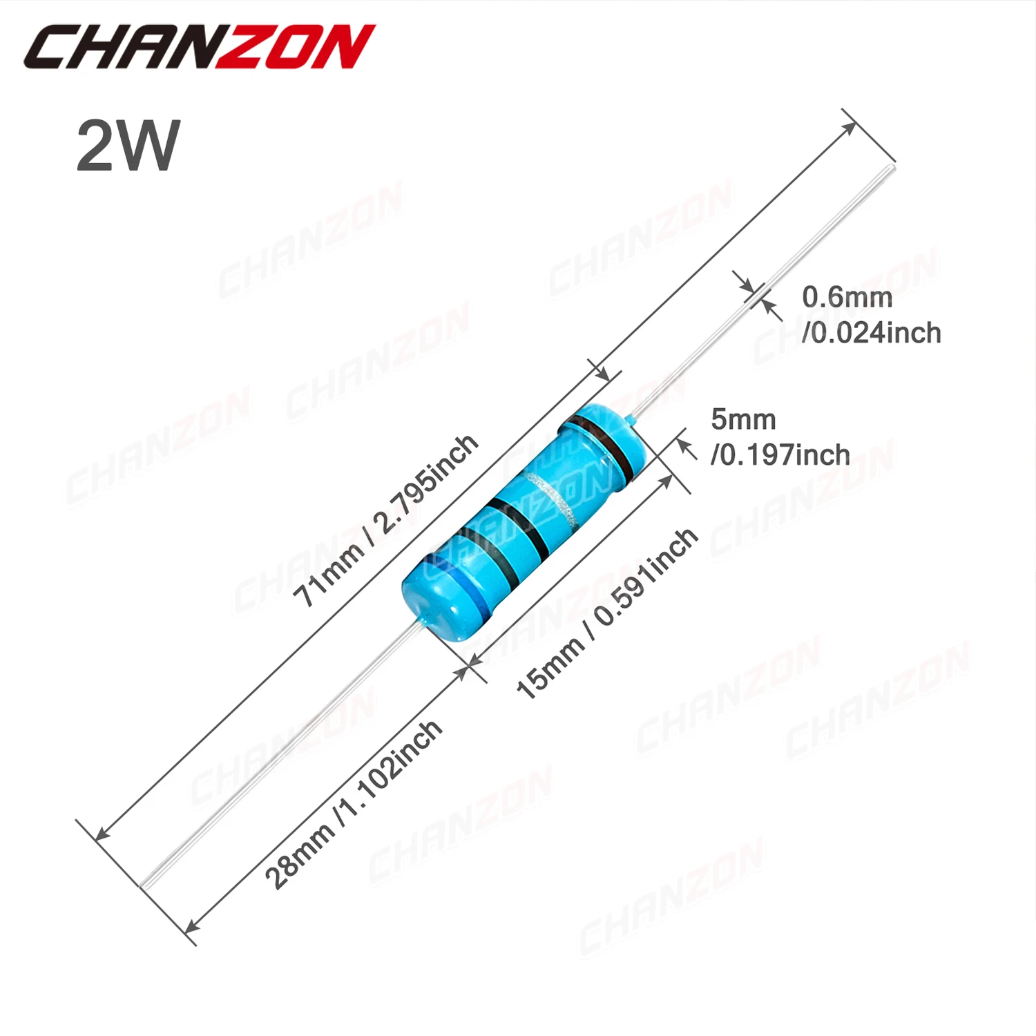 30pcs/lot 2W 1% High Precision Metal Film Resistor 1 2.2 3.9 4.7 10 47 100 330 470 1K 4.7K 10K 47K 100K Ohm 2 W Watt Resistance