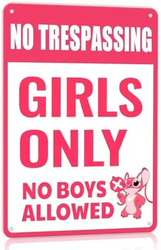 Stitch Girls Only Sign Tween Room Decor, No Boys Allowed,