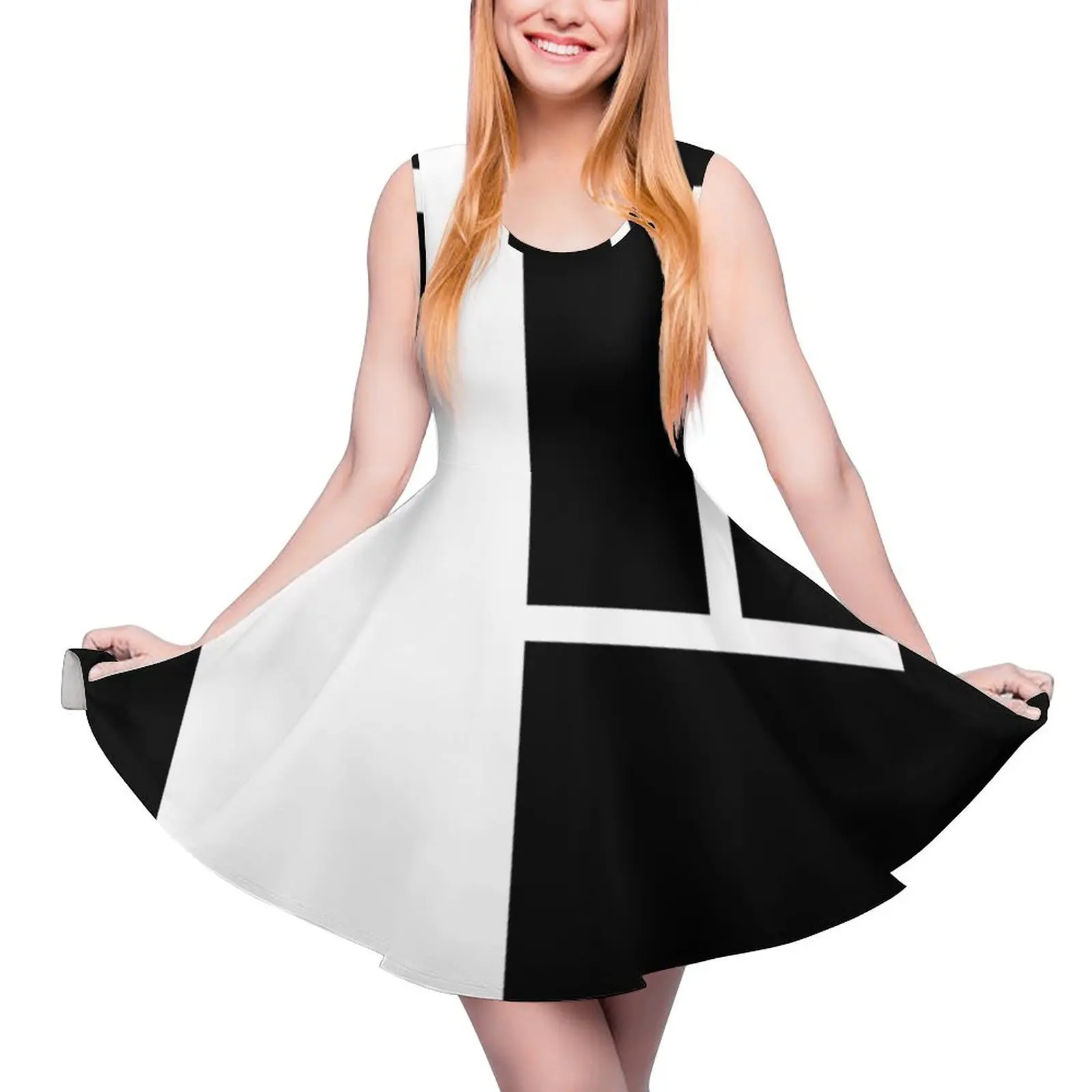 

Black and White Color Block Sleeveless Dress Women long dress elegant women"s sets Women"s dress