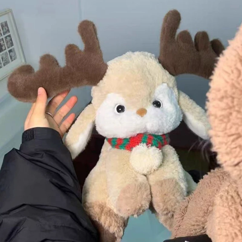 

Cute Cartoon Deer Plush Toy Stuffed Soft Animal Doll Pillow Sika Deer Reindeer for Kids Family Xmas Decoration Gift