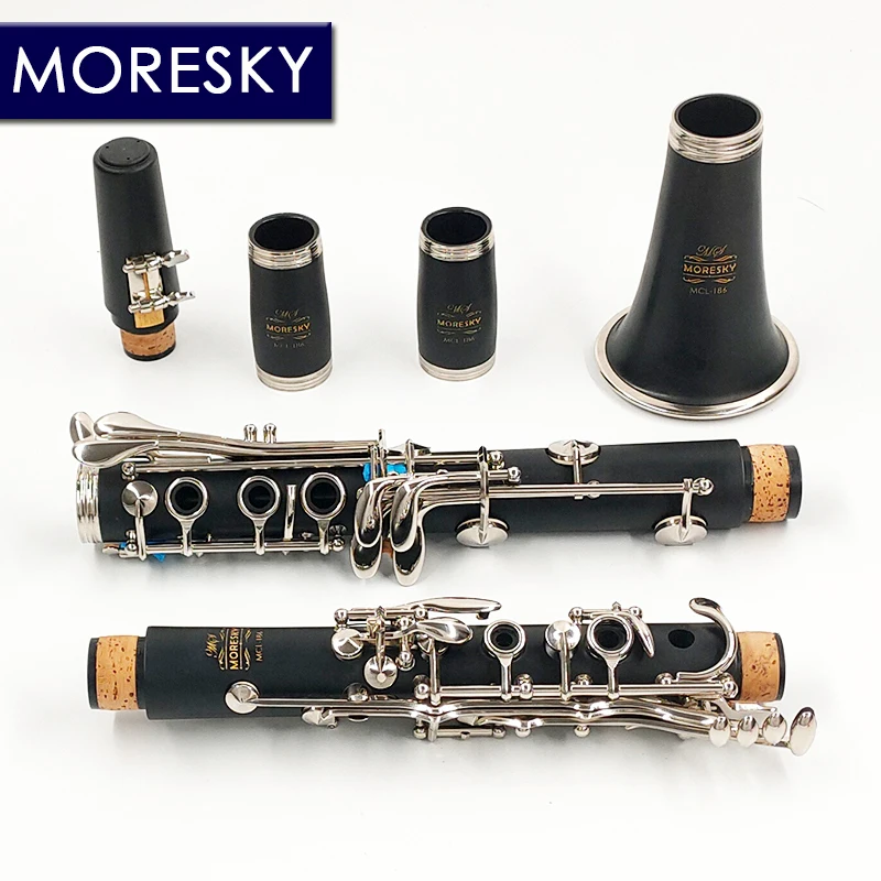 MORESKY Clarinet 17/18 Keys Bb Natural hard rubber/Bakelite ABS pipe body material Clarinet MCL-186