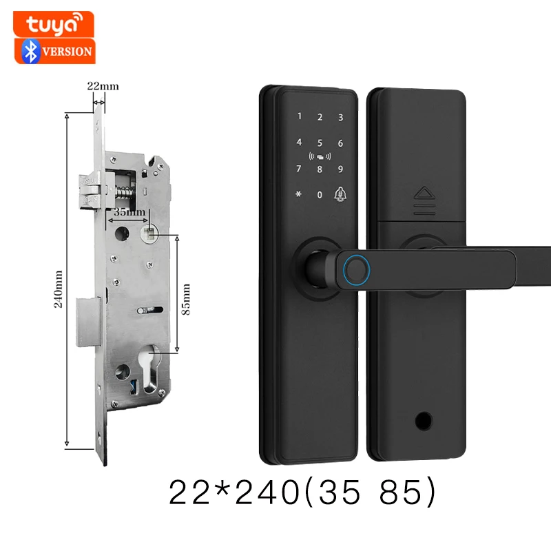 2025 Nieuw slim deurslot met Bluetooth-compatibel Tuya APP Digitaal elektronisch slot Smart Home Houten deurslot Vingerafdruk