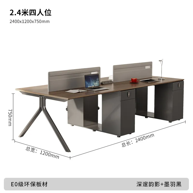 Bureau de personnel YJQ, poste de travail double, bureau de finance pour 4 personnes, bureau informatique et combinaison chaise-bureau