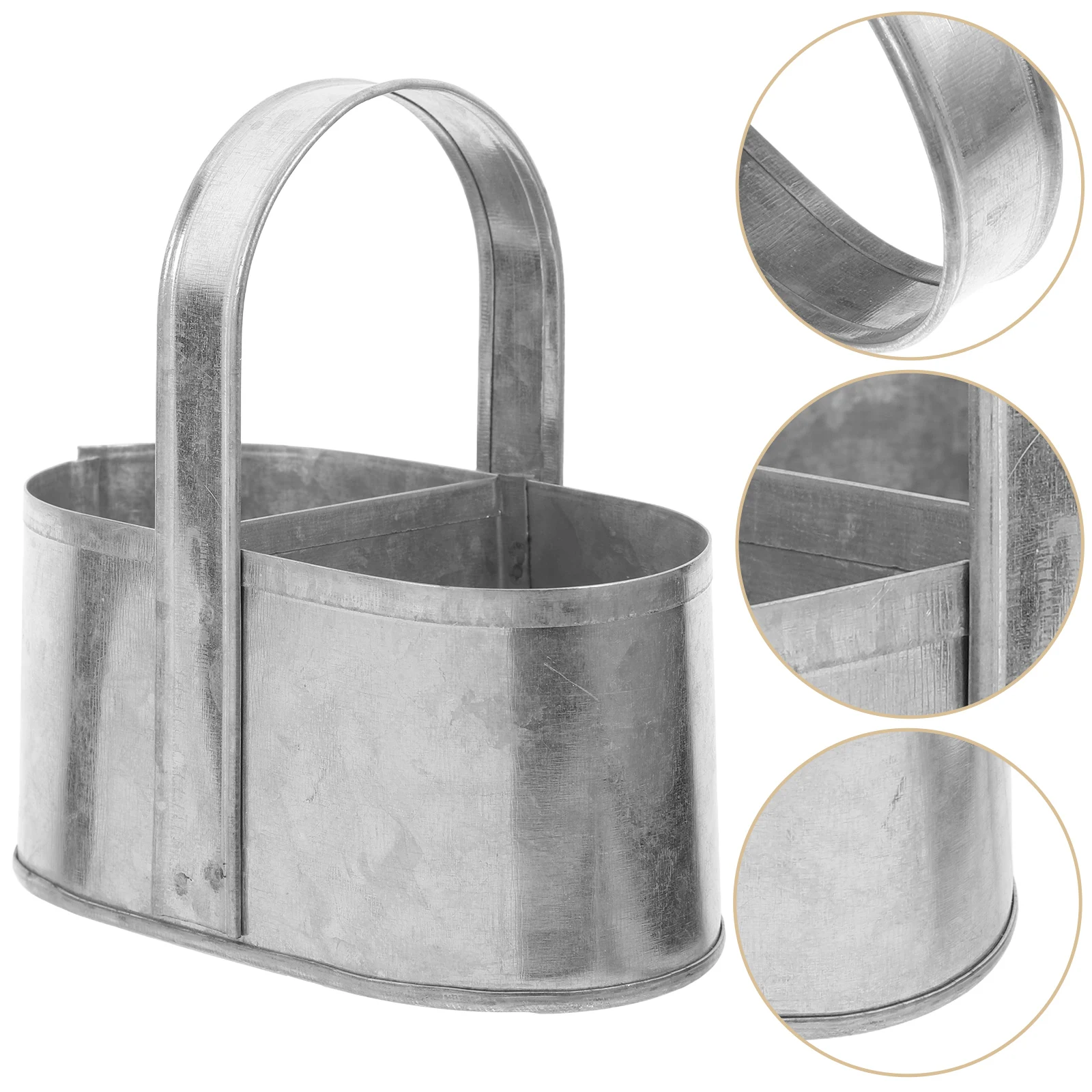 

1pc Rustic 2-Section Iron Flower Basket Vintage Metal Storage Bin For Home Decor Garden Hanging Planters Outdoor Fence Pots