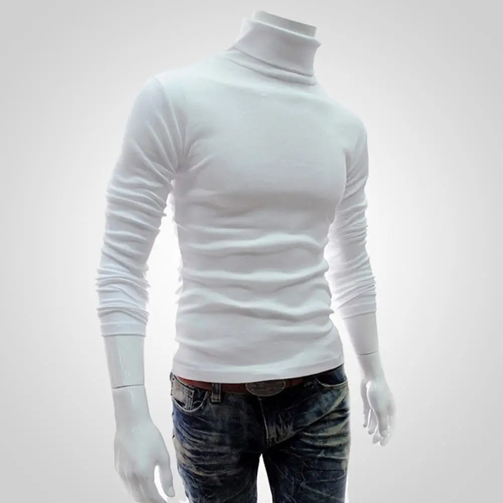 Stylish Men Pullover Warm Stretchy Comfy Turtleneck Slim Fit Autumn Pullover