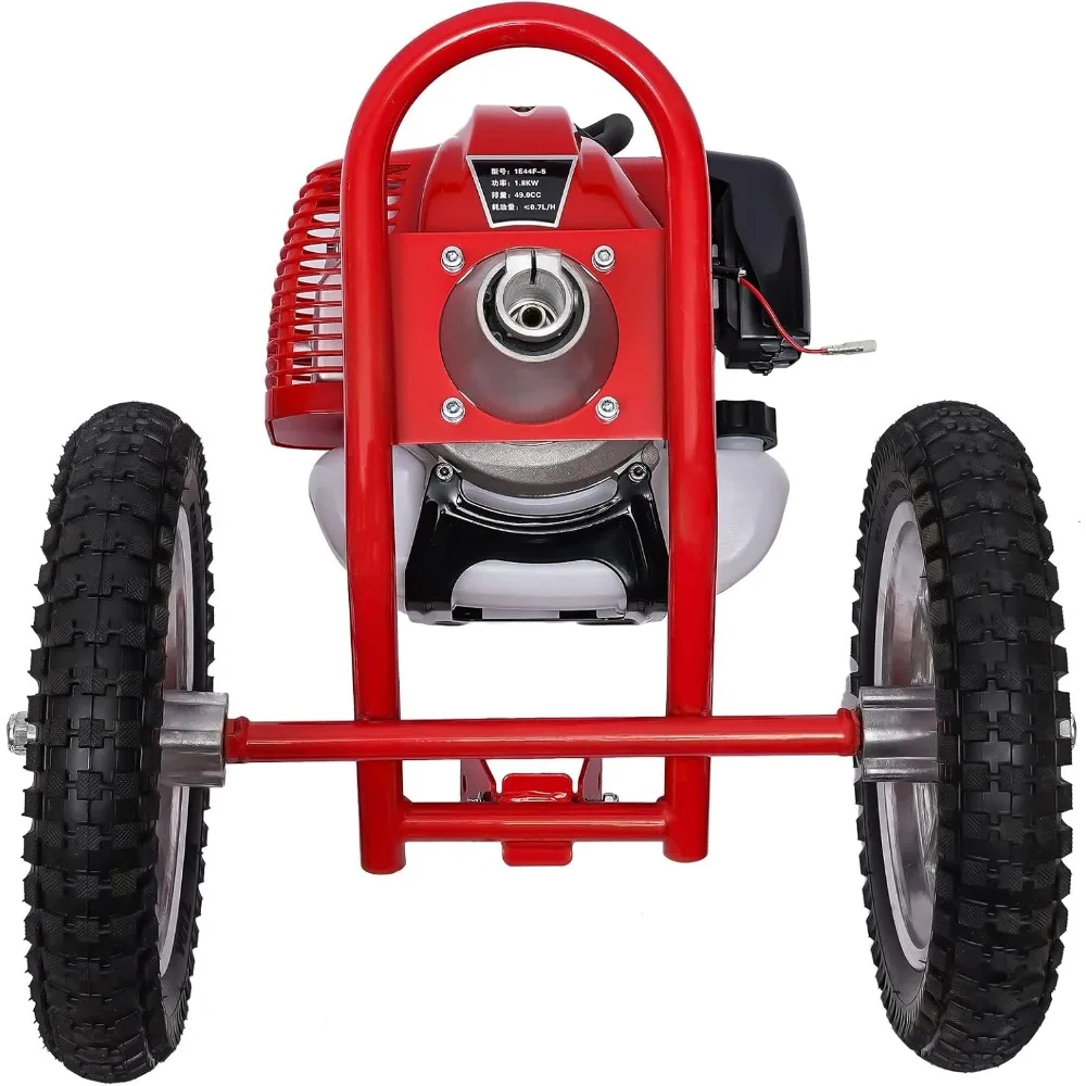 جزازة العشب ذات الدفع اليدوي بالبنزين ثنائي الأشواط 49cc، 3 في 1 6500-7000 دورة في الدقيقة ماكينة تشذيب العشب وقطاعة الفرشاة مع تبريد الهواء