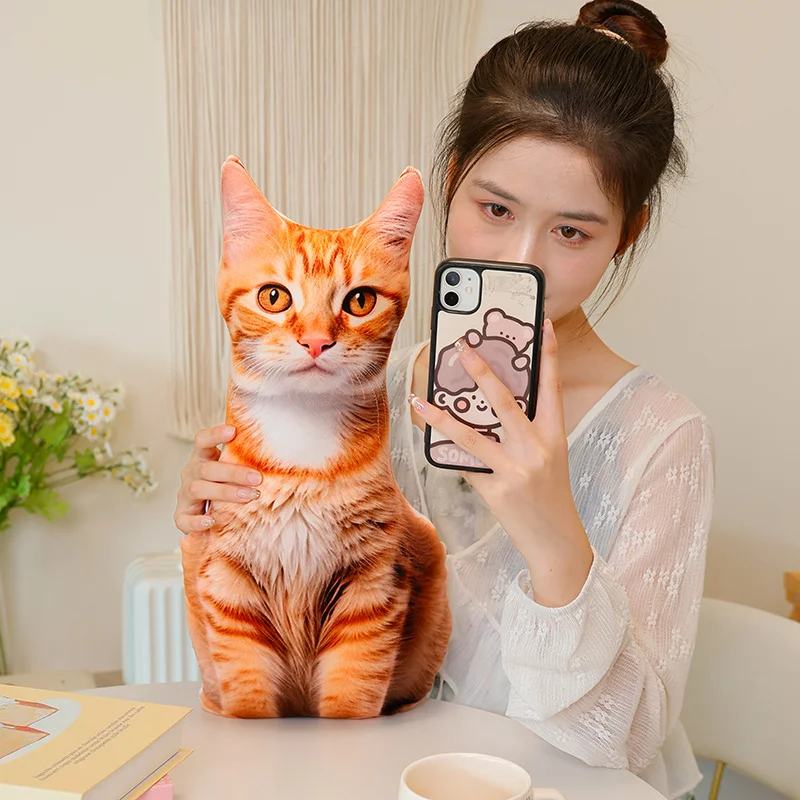 48CM 3D Printed Cat Plush Pillow Simulated Ragdoll Cat‌ Maine Coon‌ Orange Cat Chinese Li Hua Sphynx Cat British Blue Cushion