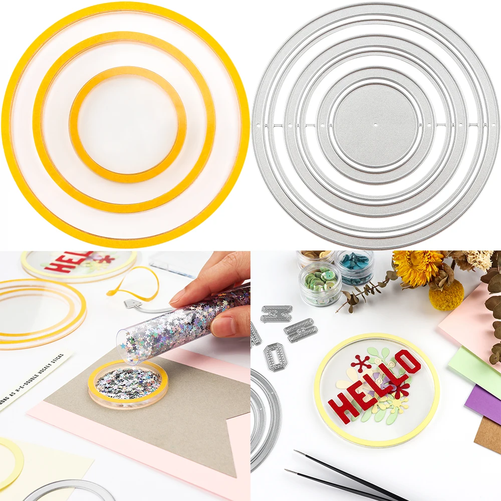 Different Sizes Circle Shaker Panes/Circle Frames Cutting Dies for Adding Dimensions Interactive Shaker Card DIY Scrapbooking