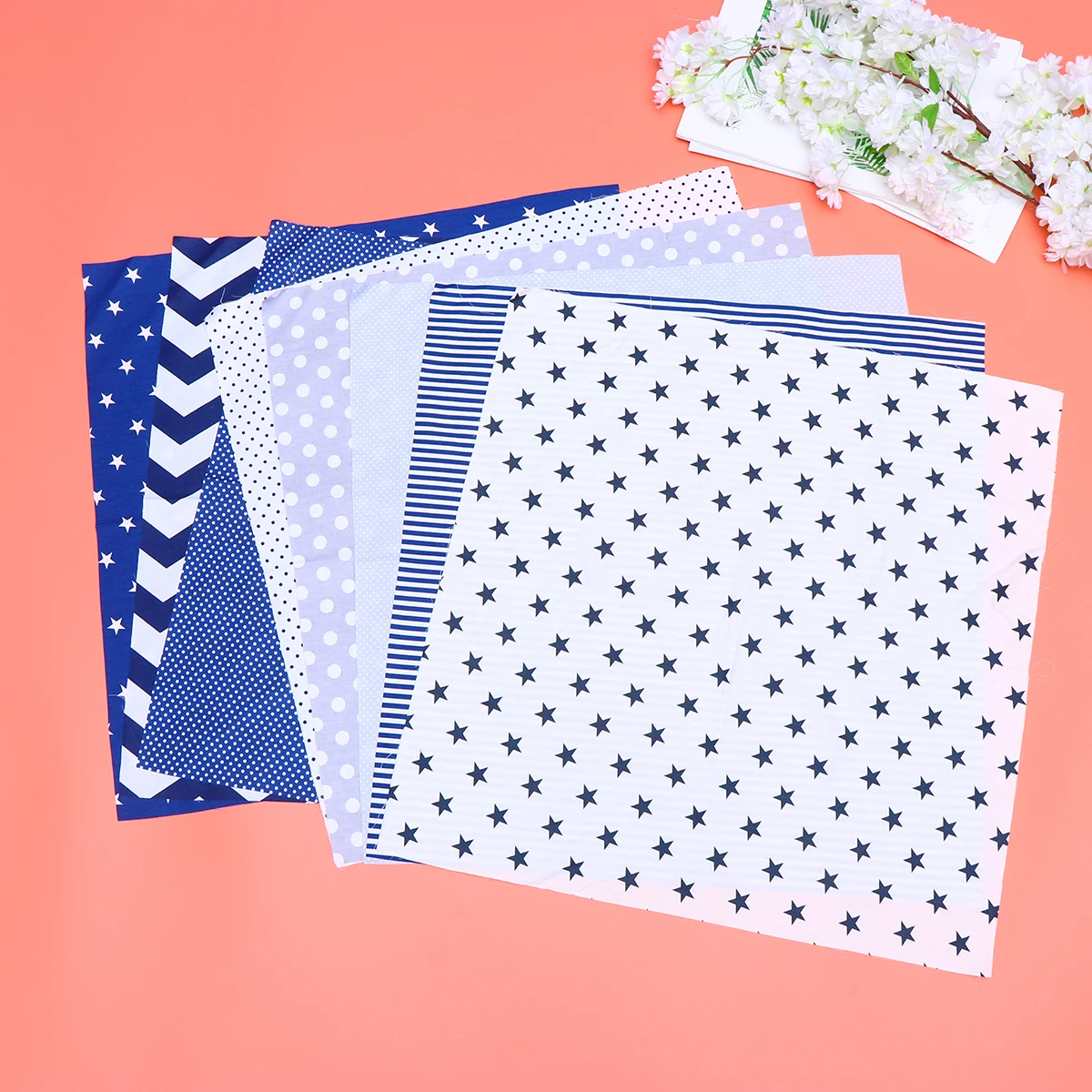 

8pcs Patchwork Fabric Sheets Durable Diy Craft Material For Sewing Embroidery Applique Clothing Decorations Grey Blue