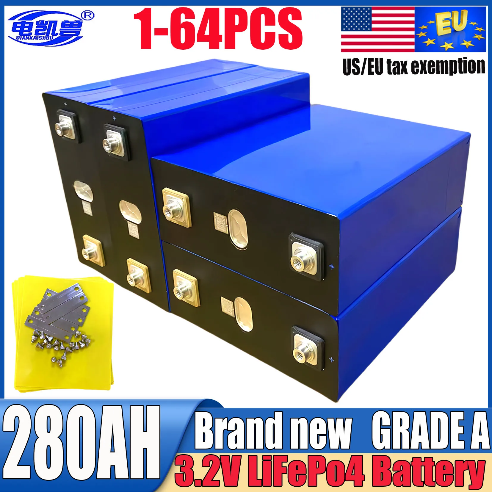 nuova batteria lifepo4 3.2V 280AH FAI DA TE 12V 24V 48V Classe A RV barca elettrica accumulo di energia solare batteria domestica US/EU duty-free