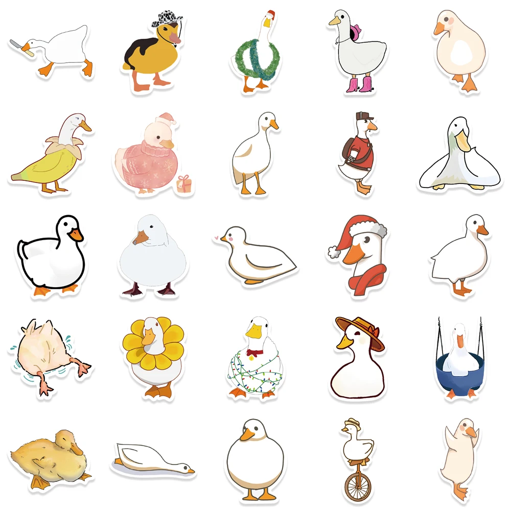 50Pcs Mixed Cartoon Duck Stickers Cute Animals Waterproof Decals to DIY Helmet Skateboard Laptop Motorcycle Cool Kids Gifts