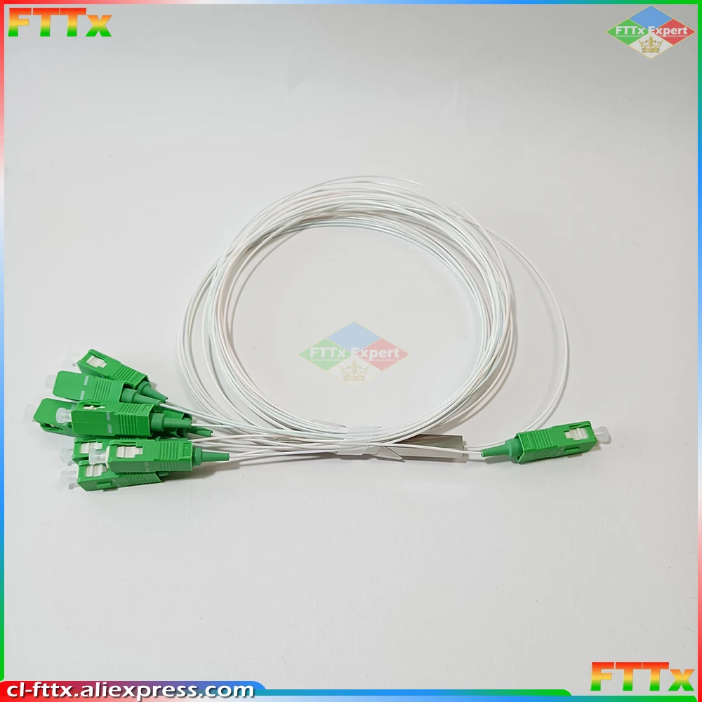 10PCS/Lot 1X8 PLC SC/APC SM 0.9mm G657A1 PVC 1m FTTH Fiber Optic Splitter Free Shipping