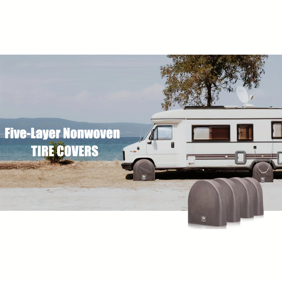 Tire Covers 4 Pack - Tough Wheel Protector for Truck, SUV, Trailer, Camper, RV Universal Fits Tire Diameters 25-27 inches, Brown