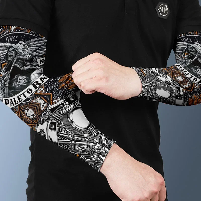 3D Tattoo Arm Sleeves for Men and Women, Cycling, Fishing, Cooling Sport Cuff, Summer Arm Cover Warmers, Sunscreen, Dry Quick,