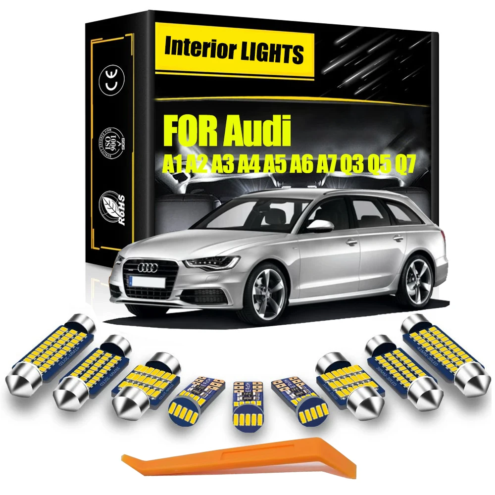 

For Audi A1 8X A3 8L 8P 8V A4 B5 B6 B7 B8 A5 8T A6 C5 C6 C7 A7 A8 D3 Q3 Q5 8R Q7 4L Interior LED Car Light Kit