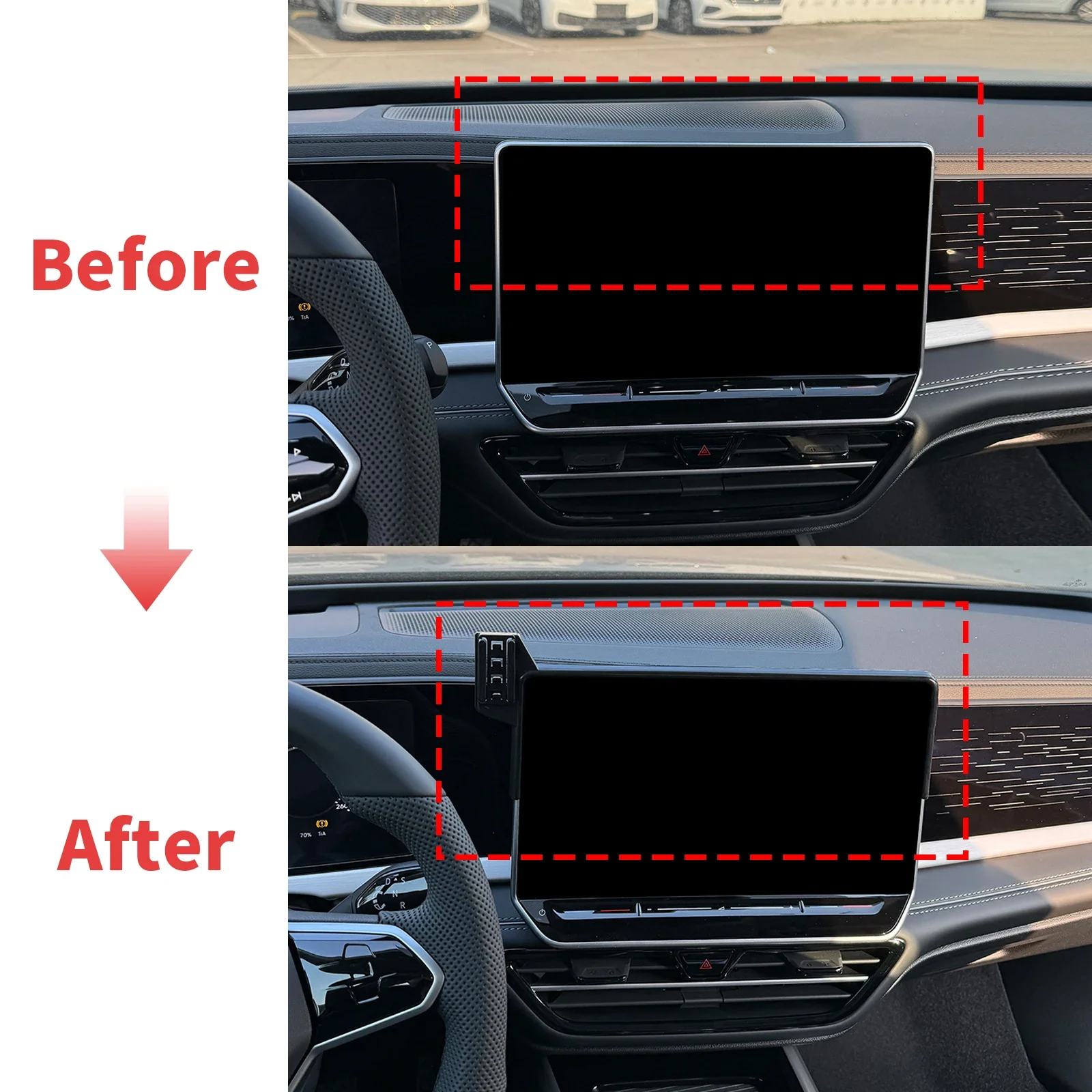 for VW T-Roc 12.9inch 2026 2027 LHD Phone Stand, Screen Base Phone Holder Mount ​​ Secure Clip Car​​ accessoires