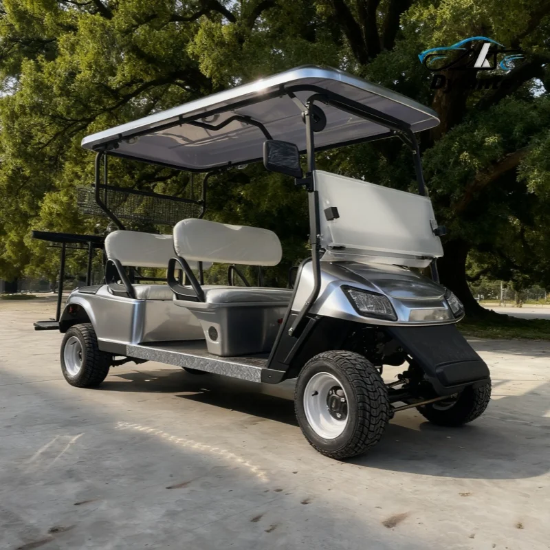 جديد نادي سيارة عربة جولف كهربائية الكبار مزرعة الكهربائية أربع عجلات سيارة كهربائية مع حقيبة جولف الأشرطة وسلة على الطرق الوعرة الإطارات #4