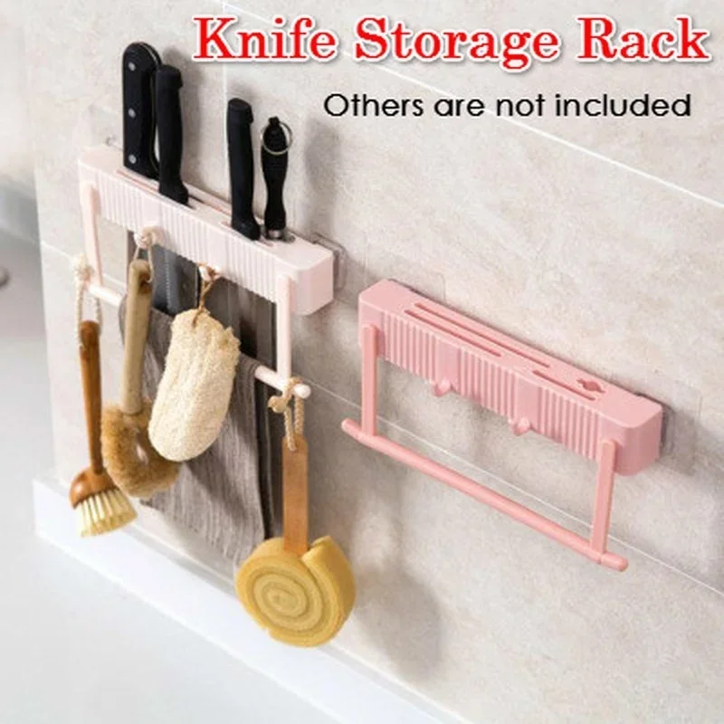 

1PCS Kitchen Utensil Organizer Wall Mounted Kitchen Knife Holder Plastic Hanging Hooks Knife Storage Rack Towel Hanger